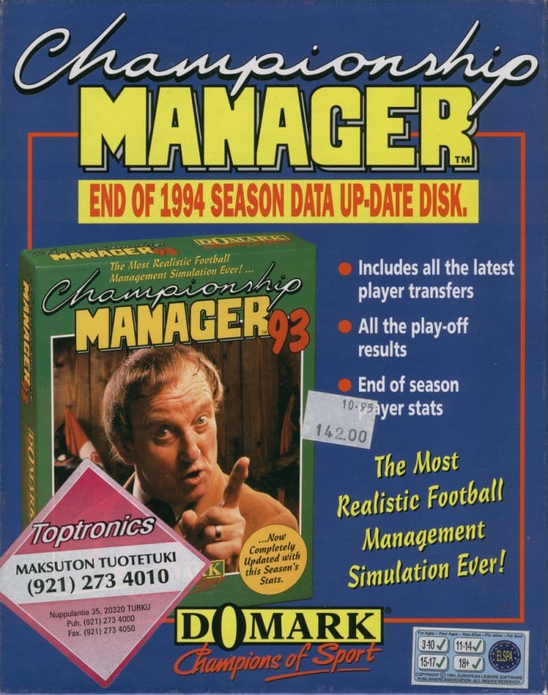 Championship Manager: End of 1994 Season Data Up-date Disk, 1994 cover art