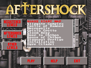 Player firing a weapon at enemies in a stone chamber.