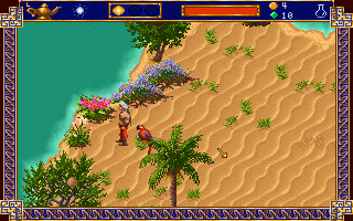 Top-down tactical screen in Al-Qadim showing player character in a palace setting
