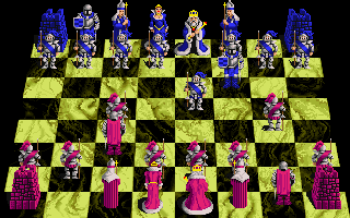 Battle Chess isometric board screen with animated pieces
