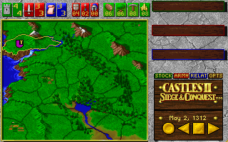 Map screen showing territory provinces in Castles II