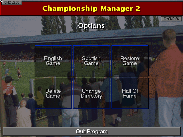In-game text commentary match screen in Championship Manager 96/97
