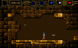 A muscular knight navigating a subterranean platforming section in Cold Dreams