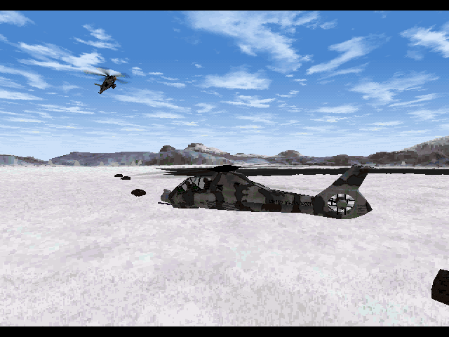Tactical view of helicopter targeting enemy armor