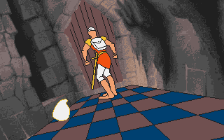 Dirk navigating a deadly trap inside the castle