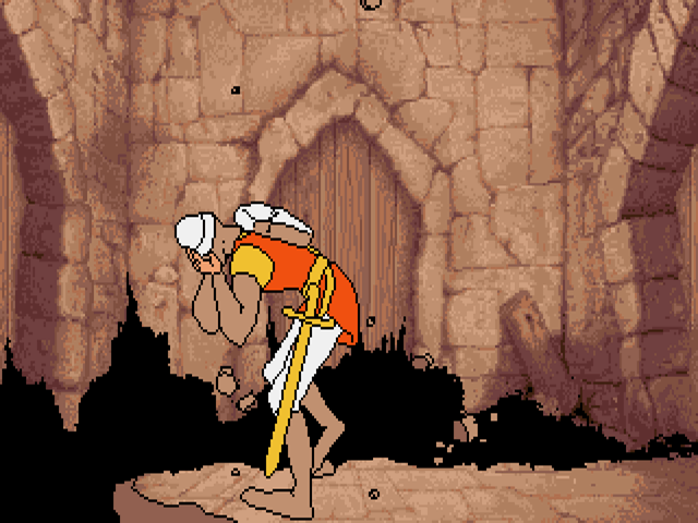 Dirk riding a magical horse through castle halls