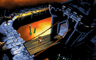 Dirk dodging hazards in an animated sequence
