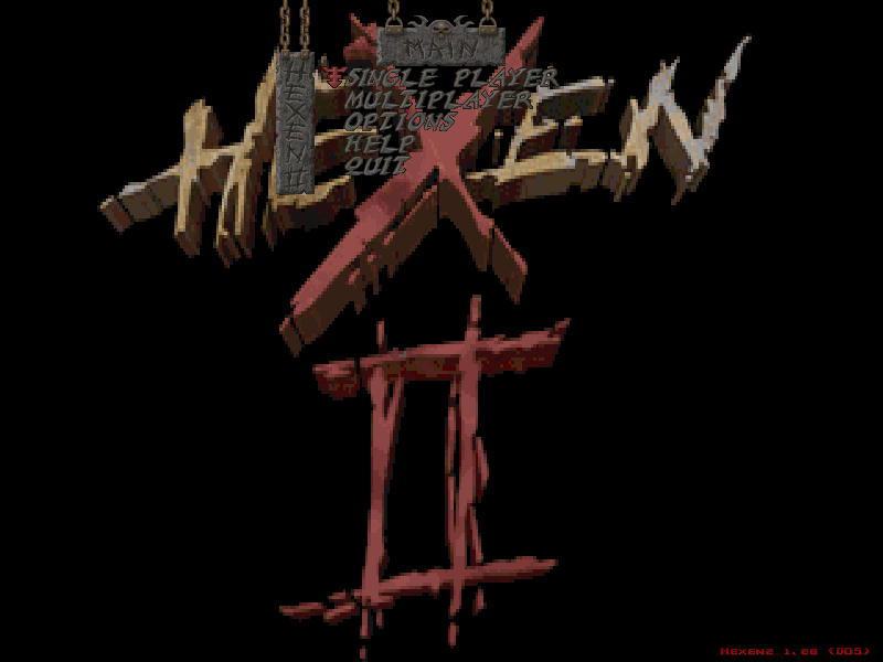 A character wielding magical weaponry in Hexen II
