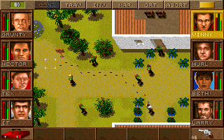 Mercenary inventory screen with weapons and tools