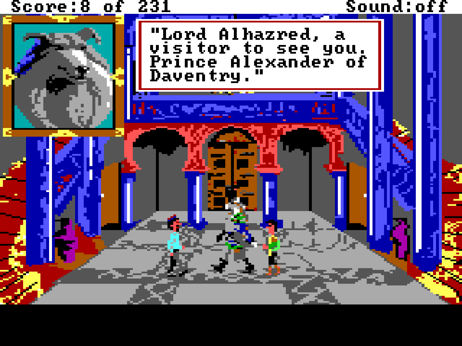 Dialogue window over 2D EGA background