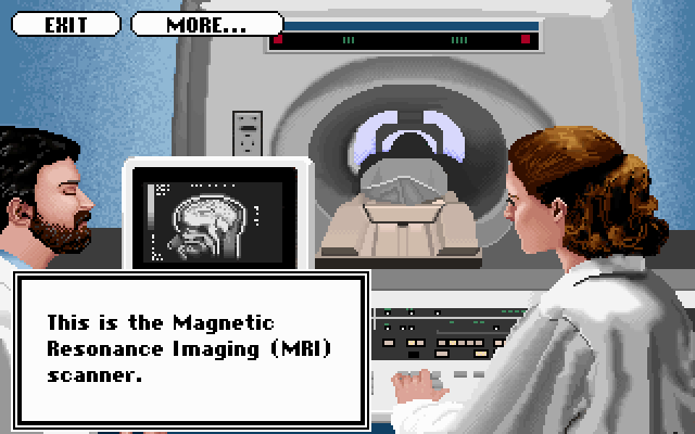 Patient examination screen showing diagnostic controls
