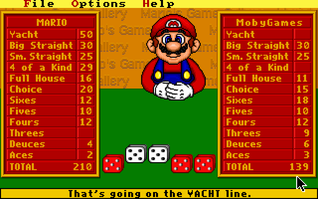 Mario seated across the table in Mario's Game Gallery