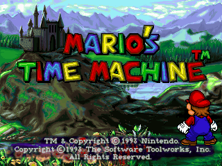 Mario speaking with an NPC in a historical time period display