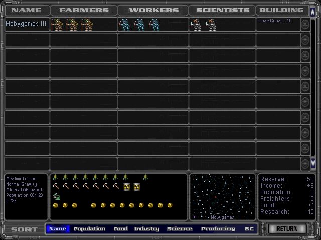 Tactical space combat grid in Master of Orion II