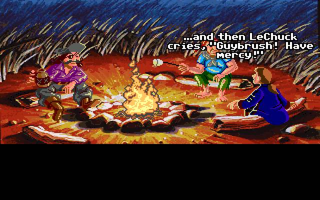 Guybrush confronting LeChuck in the final underground tunnels