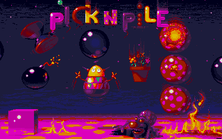 Pick 'n Pile puzzle level with bombs and special obstacles