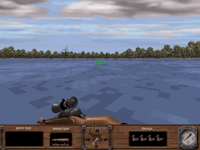 In-game view of the forest wilderness in Redneck Deer Huntin'
