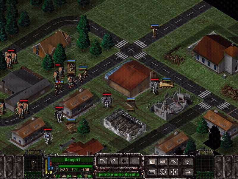 Tactical turn-based view of military units fighting fantasy creatures on a hex grid
