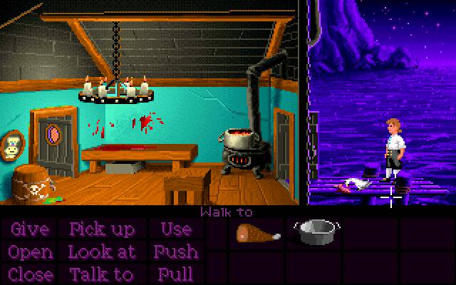 Guybrush confronting Ghost Pirate LeChuck