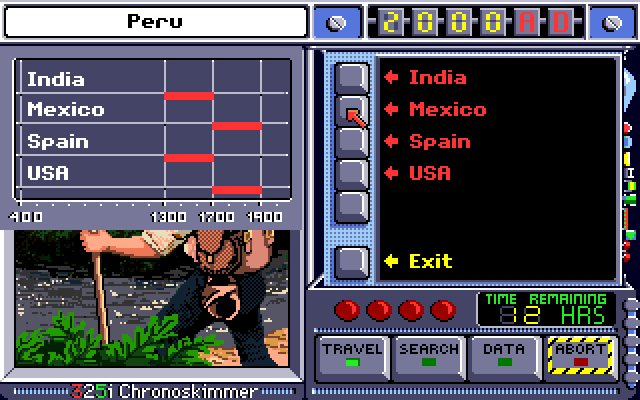 Where in Time Is Carmen Sandiego? research screen showing clues and location details