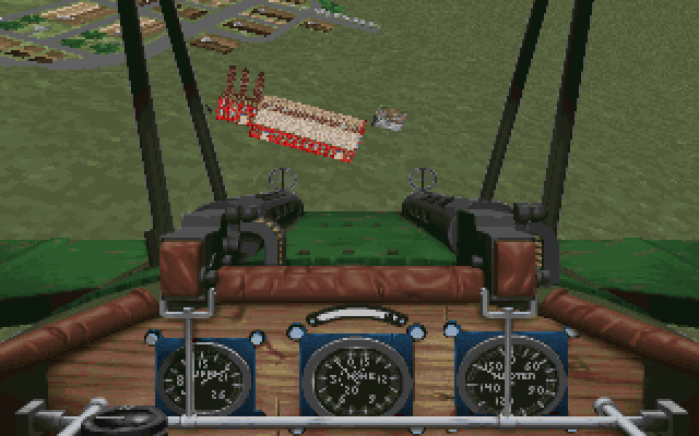 Flight cockpit view over 3D terrain in Wings of Glory