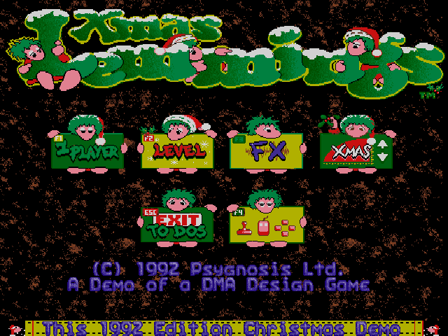 Level selection and visual decoration in Xmas Lemmings